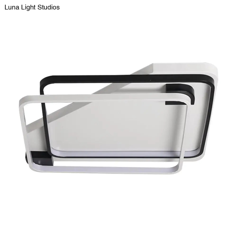 Modern Led Black/White Acrylic Rectangular Ceiling Light - 18/22/27.5 Wide Warm/White Flushmount