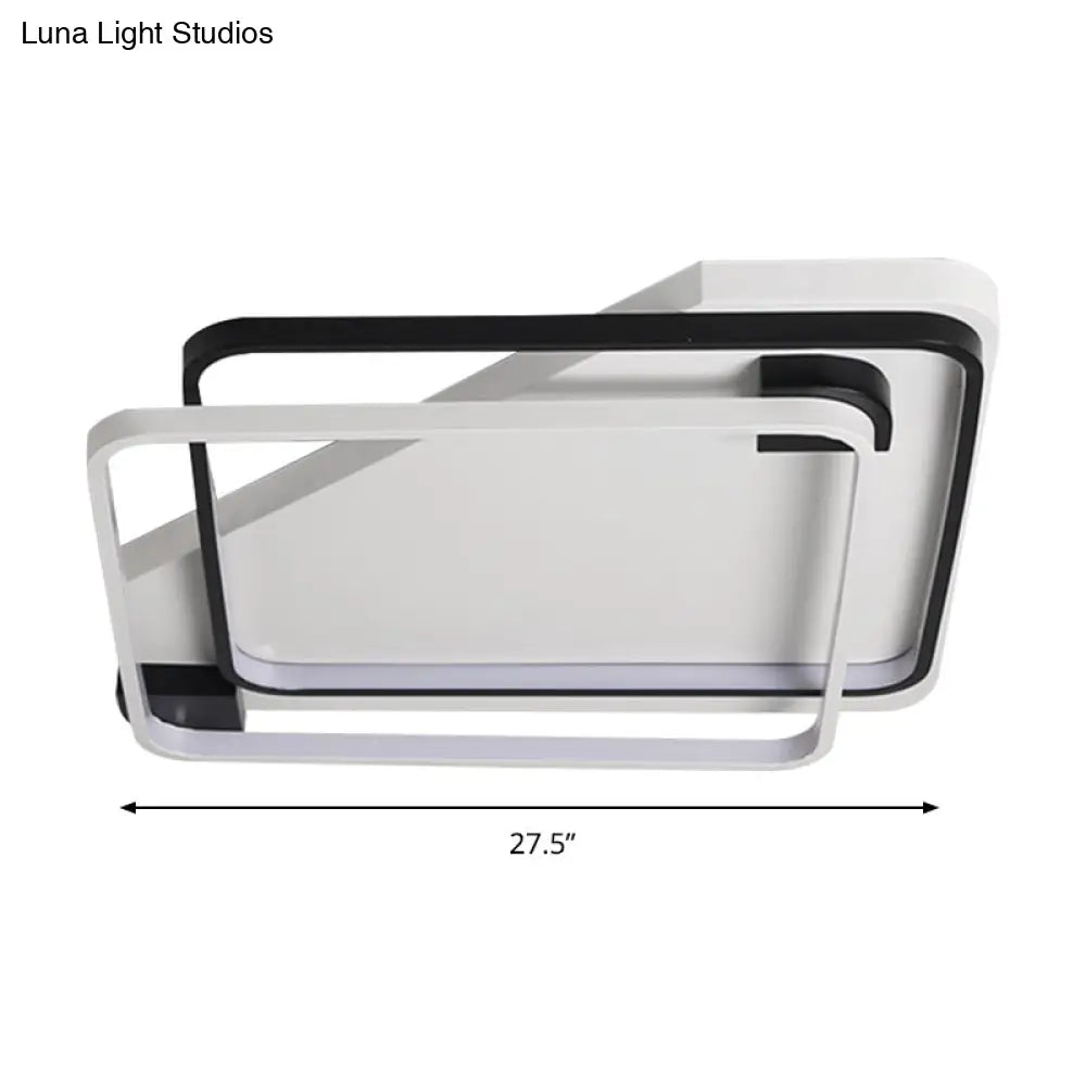 Modern Led Black/White Acrylic Rectangular Ceiling Light - 18’/22’/27.5’ Wide Warm/White Flushmount