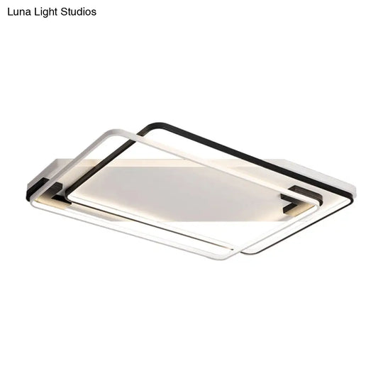 Modern Led Black/White Acrylic Rectangular Ceiling Light - 18/22/27.5 Wide Warm/White Flushmount