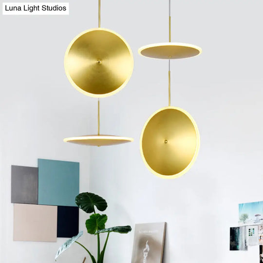 Modern Brass Led Bedside Pendulum Light With Aluminum Saucer Shade - Down Lighting / 8 A