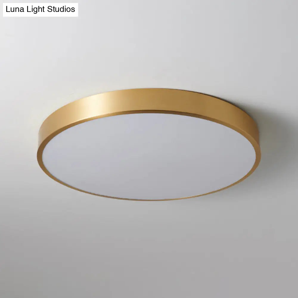 Modern Led Brass Ceiling Light Fixture For Bedroom - Square/Round Metallic Flush Mount