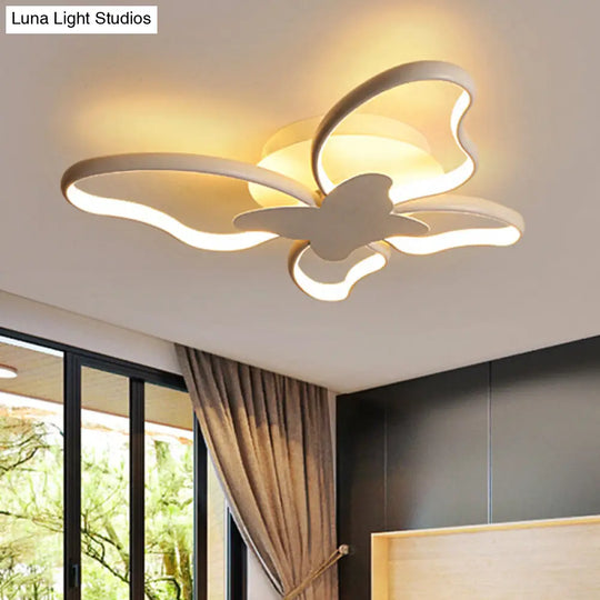 Modern Led Butterfly Ceiling Light - Acrylic Flush Mount For Bedroom White / 19 Warm