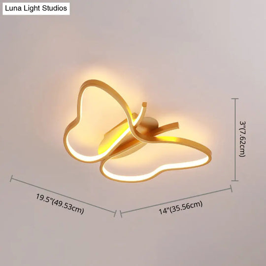 Modern Led Butterfly Ceiling Light Fixture - Close-To-Ceiling Metal Lighting