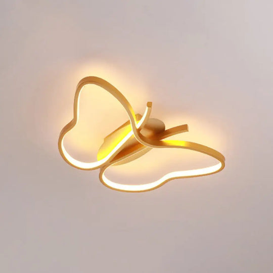 Modern Led Butterfly Ceiling Light Fixture - Close-To-Ceiling Metal Lighting Gold / Warm