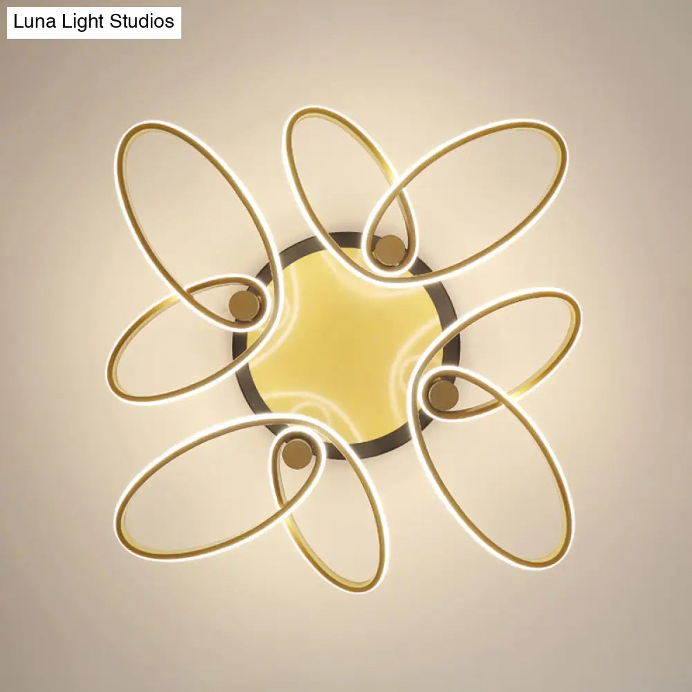 Modern Led Butterfly Flush Ceiling Light In Gold With Acrylic Finish For Living Room