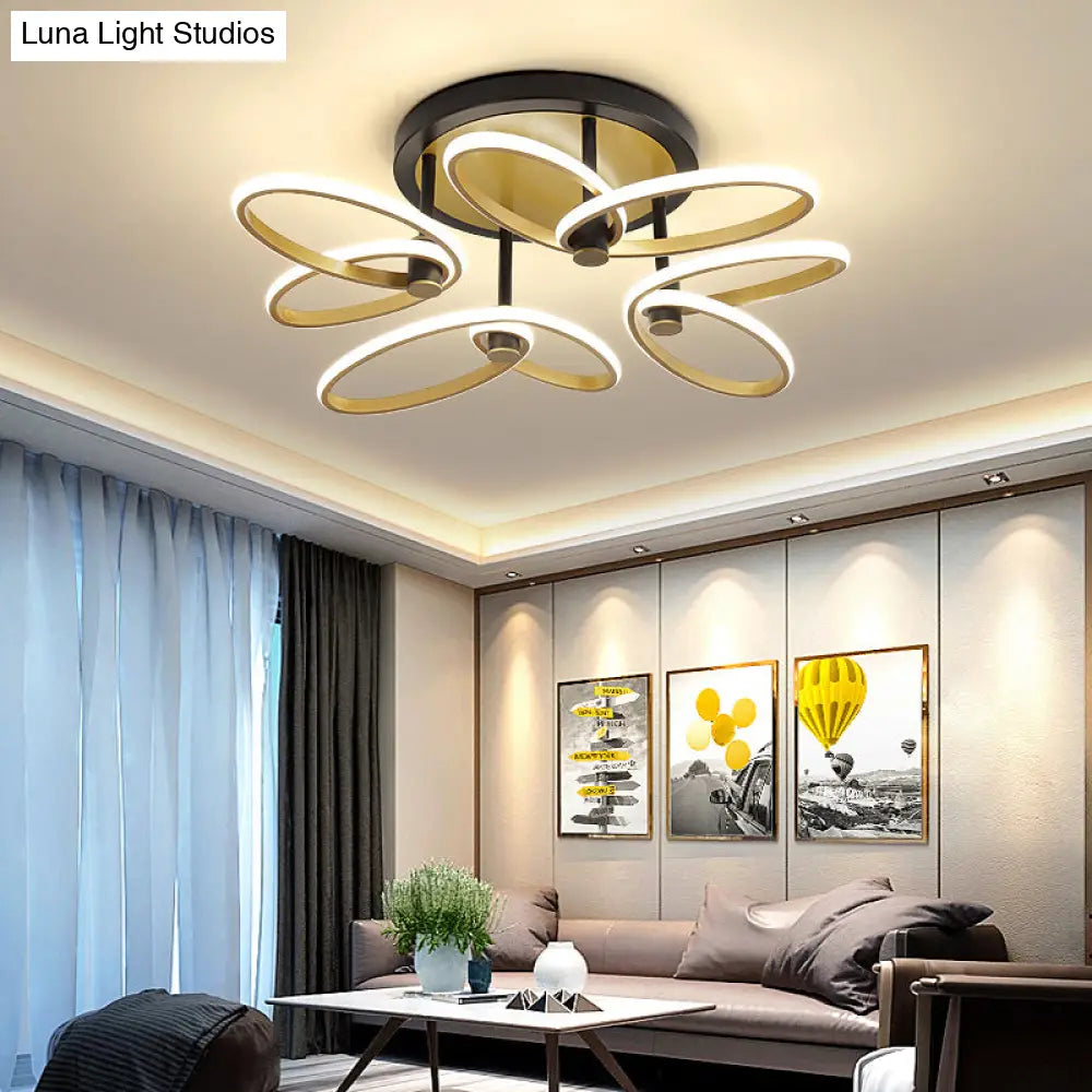 Modern Led Butterfly Flush Ceiling Light In Gold With Acrylic Finish For Living Room