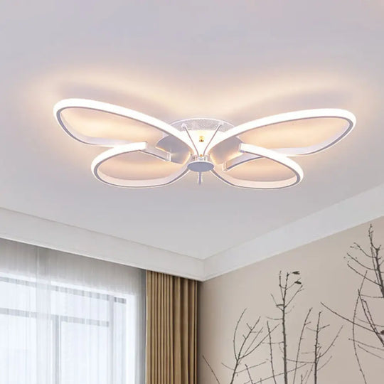 Modern Led Butterfly Girls Bedroom Flush Mount Light (Warm/White/Natural Light) White / Warm