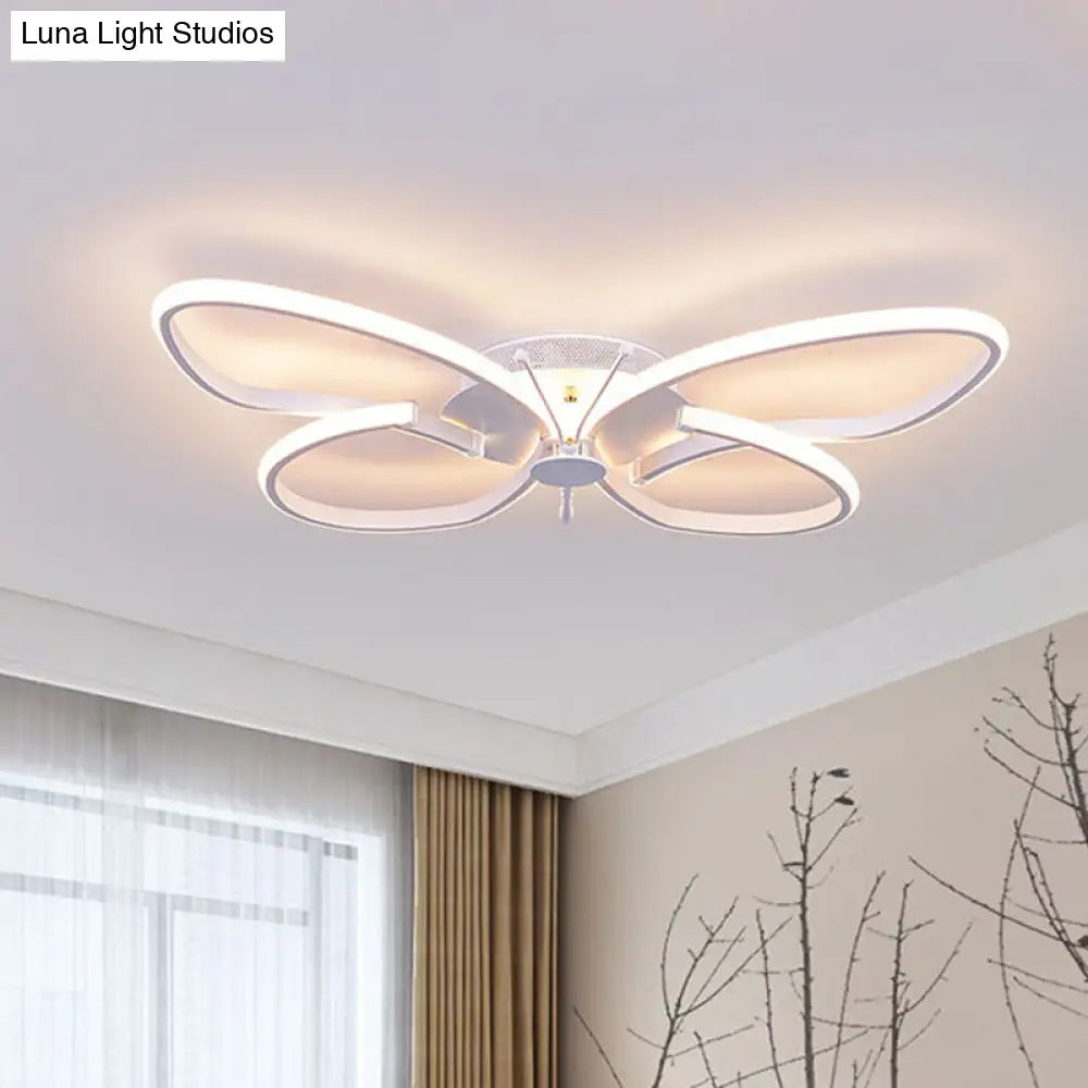 Modern Led Butterfly Girls Bedroom Flush Mount Light (Warm/White/Natural Light) White / Warm
