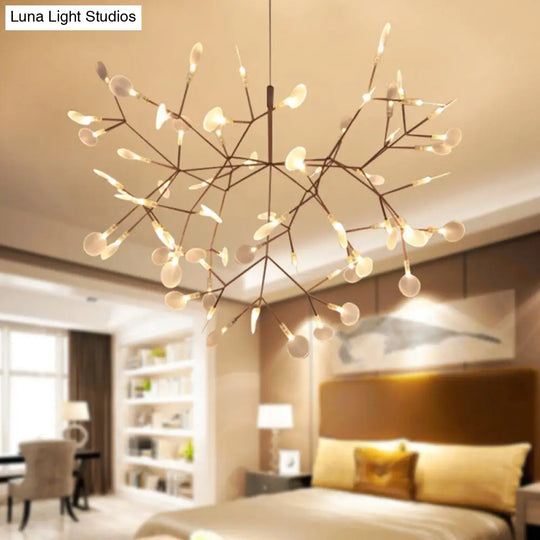 Postmodern Led Dining Room Chandelier - Stainless Steel Branch Ceiling Light Black / Natural