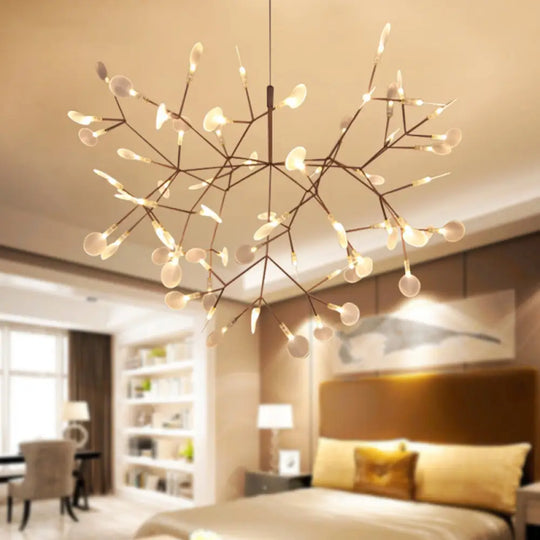 Modern Led Ceiling Chandelier - Stainless-Steel Dining Room Light Fixture Black / Natural