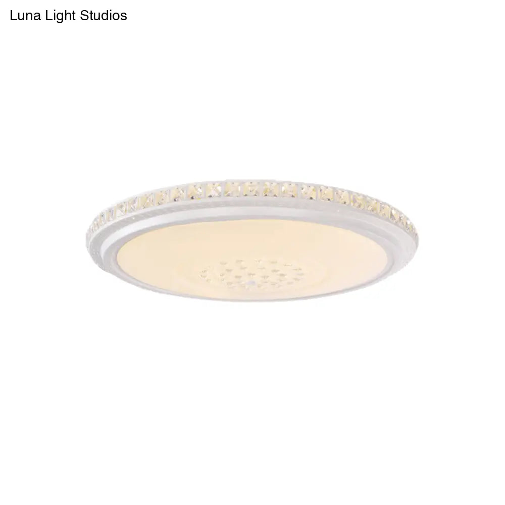 Modern Led Ceiling Flush Light With Crystal Detail White Warm/White 12/16/19.5 Dia.