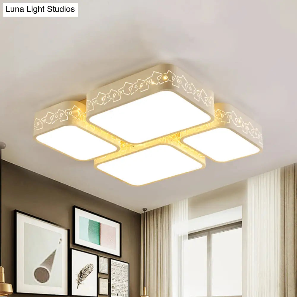 Modern Led Ceiling Flush Mount With White Acrylic Shade - Warm/White Lighting