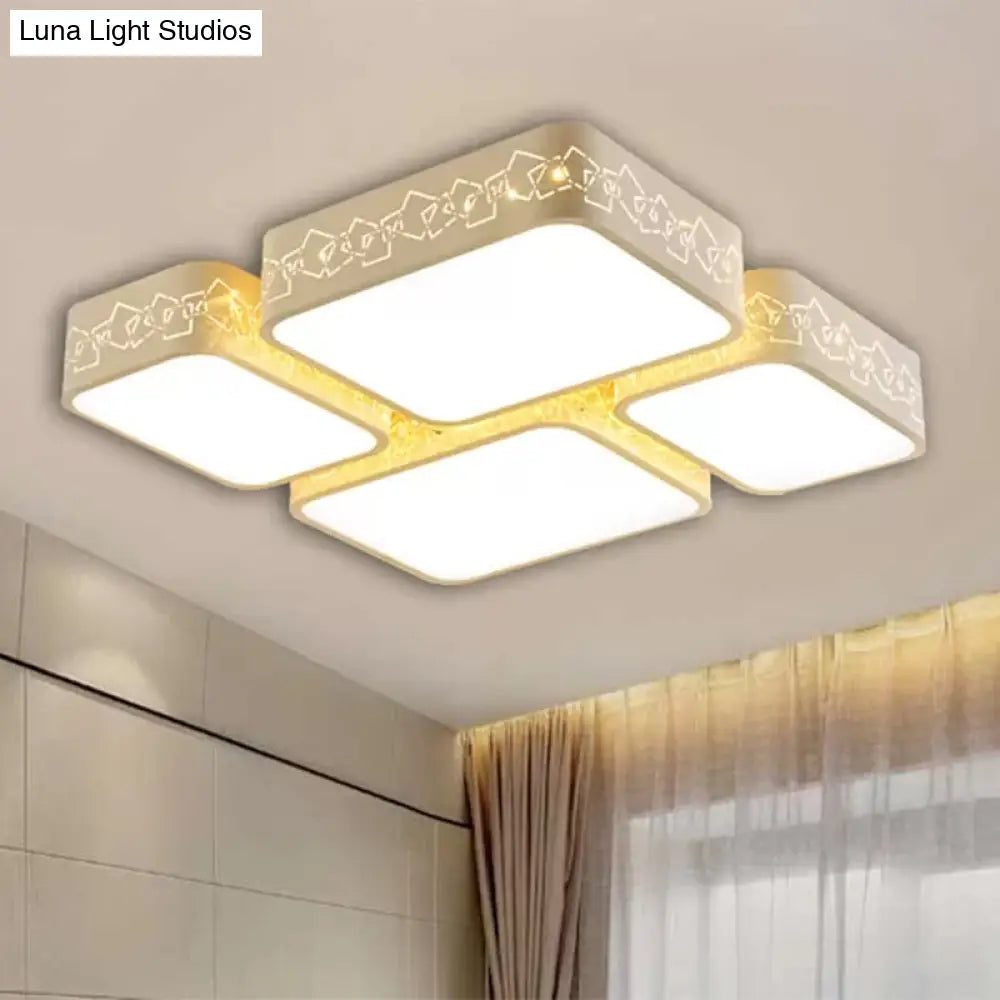 Modern Led Ceiling Flush Mount With White Acrylic Shade - Warm/White Lighting