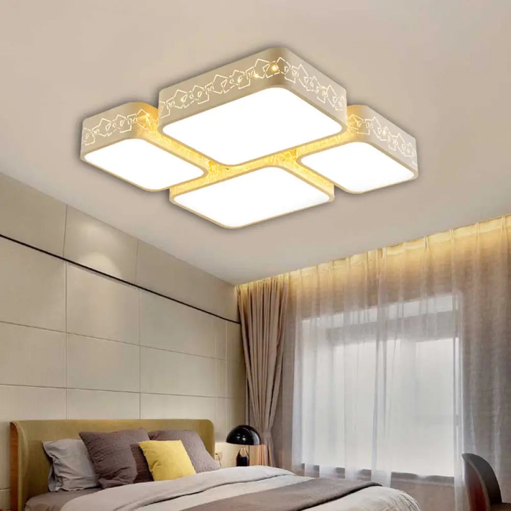 Modern Led Ceiling Flush Mount With White Acrylic Shade - Warm/White Lighting / Warm