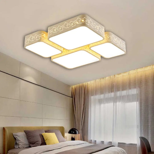 Modern Led Ceiling Flush Mount With White Acrylic Shade - Warm/White Lighting / Warm