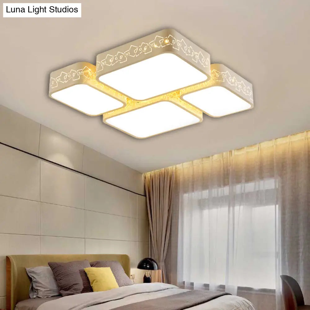 Modern Led Ceiling Flush Mount With White Acrylic Shade - Warm/White Lighting / Warm