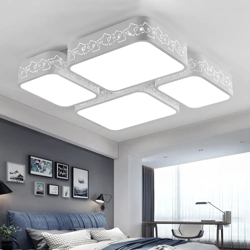 Modern Led Ceiling Flush Mount With White Acrylic Shade - Warm/White Lighting /