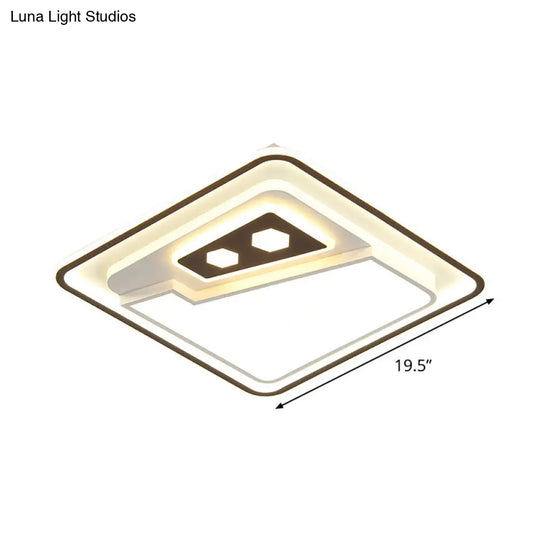 Modern Led Ceiling Flushmount Lamp - Sleek White Square Flush Mounted With Acrylic Shade