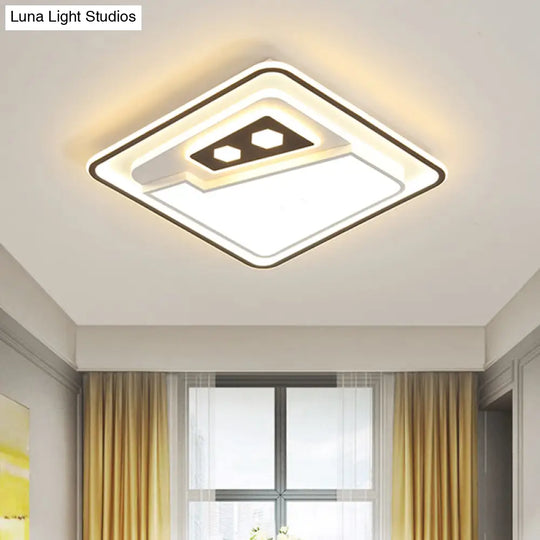 Modern Led Ceiling Flushmount Lamp - Sleek White Square Flush Mounted With Acrylic Shade