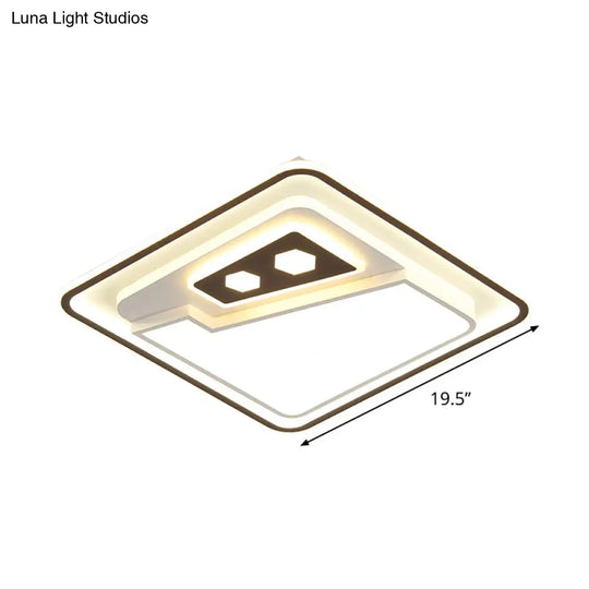 Modern Led Ceiling Flushmount Lamp - Sleek White Square Flush Mounted With Acrylic Shade