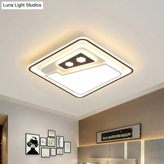 Modern Led Ceiling Flushmount Lamp - Sleek White Square Flush Mounted With Acrylic Shade