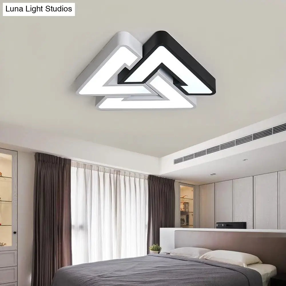 Modern Led Ceiling Lamp: Acrylic Triangle Design In Black & White