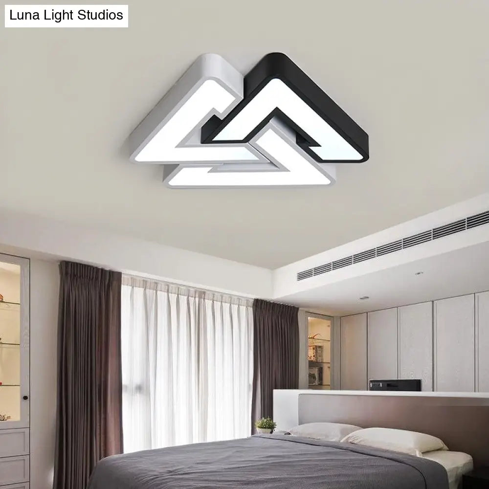 Modern Led Ceiling Lamp: Acrylic Triangle Design In Black & White