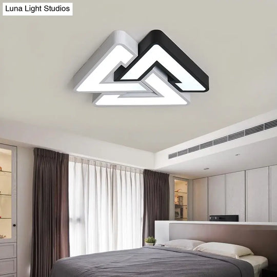 Modern Led Ceiling Lamp: Acrylic Triangle Design In Black & White