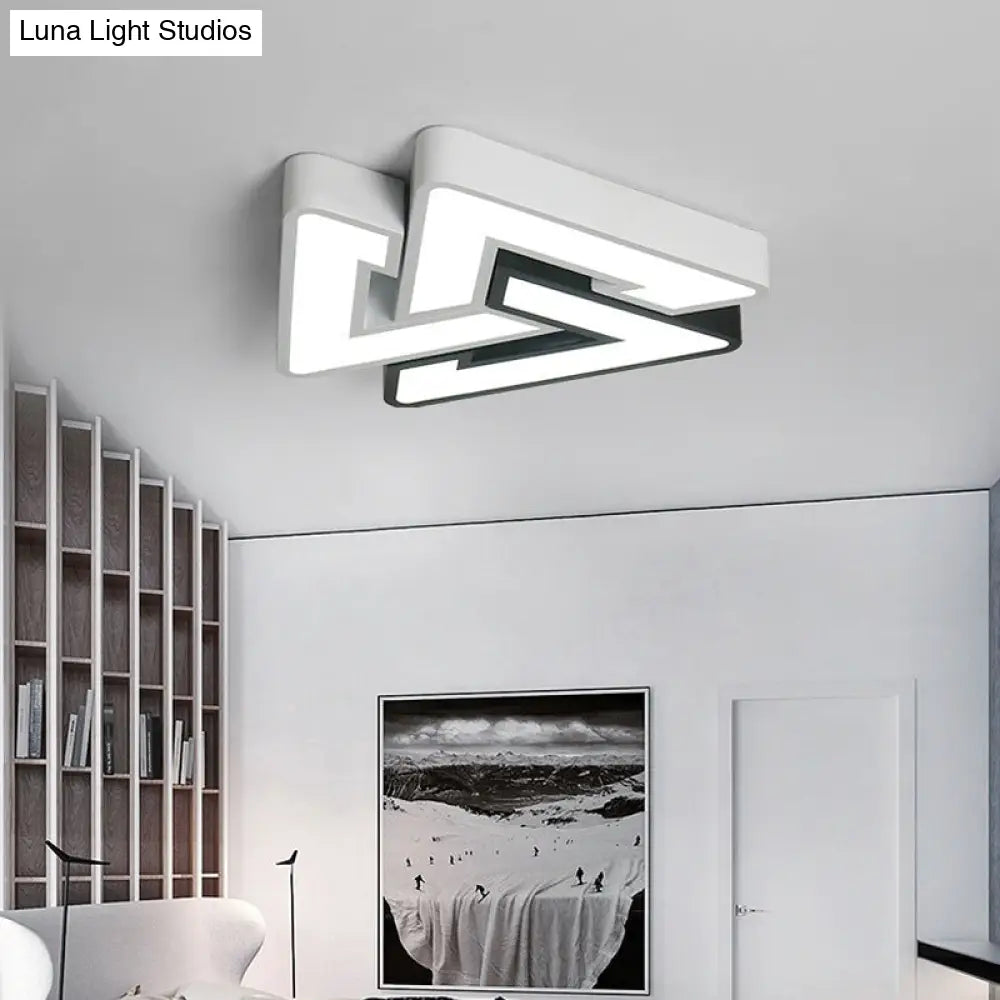 Modern Led Ceiling Lamp: Acrylic Triangle Design In Black & White / 19.5