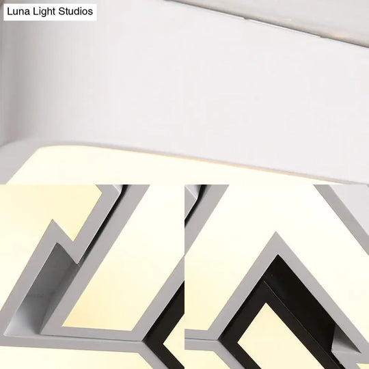 Modern Led Ceiling Lamp: Acrylic Triangle Design In Black & White