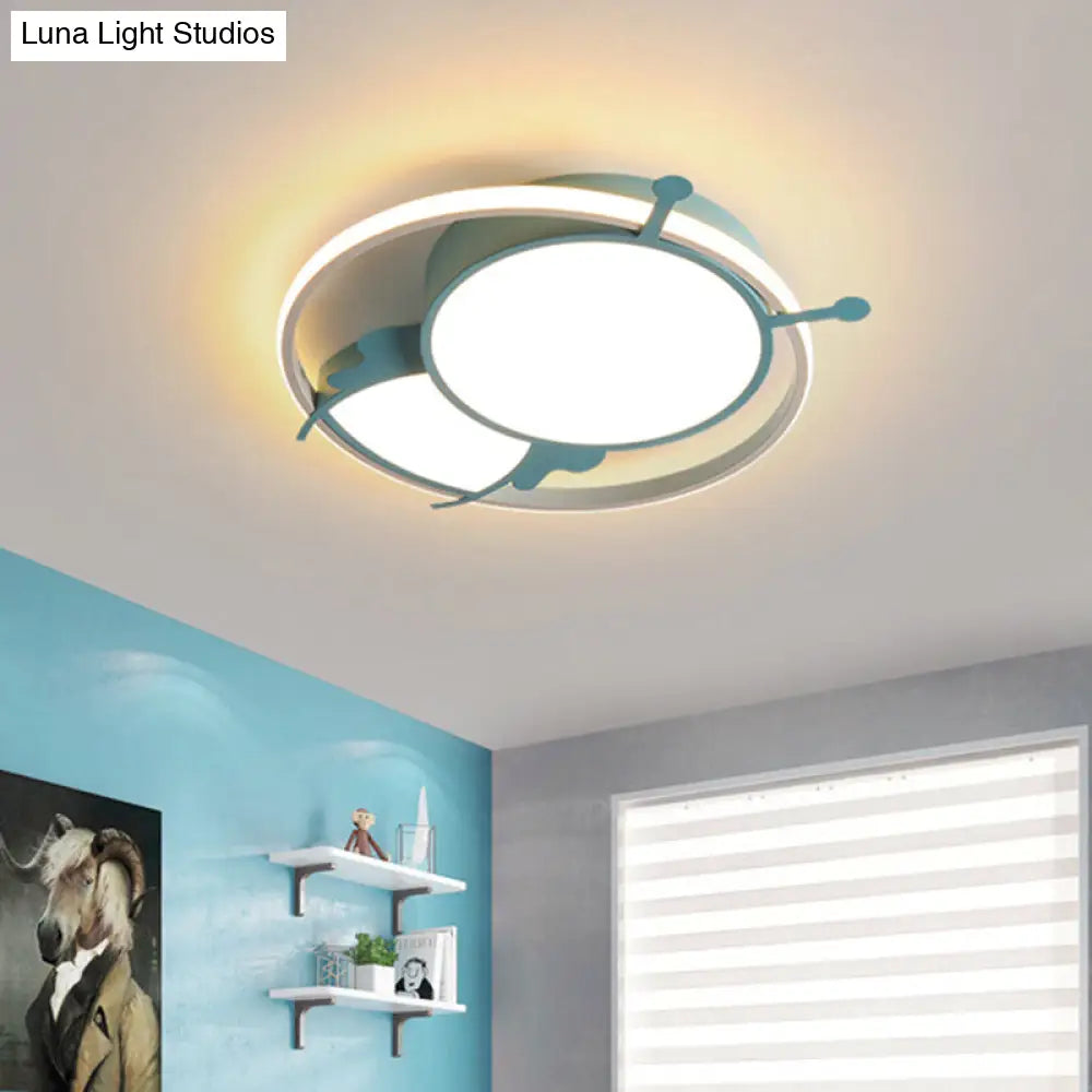 Modern Led Ceiling Lamp: Bee Design In Pink/Blue For Bedroom