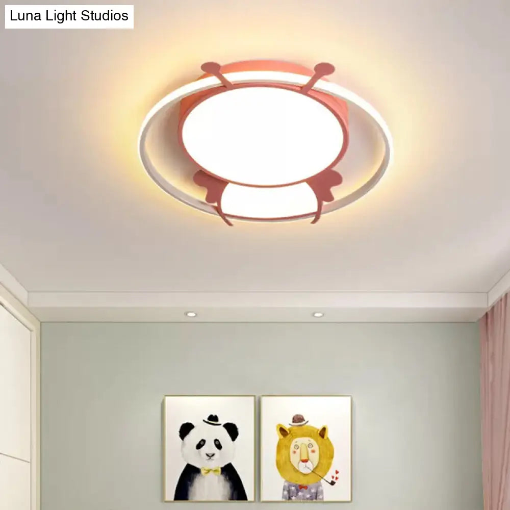 Modern Led Ceiling Lamp: Bee Design In Pink/Blue For Bedroom Pink