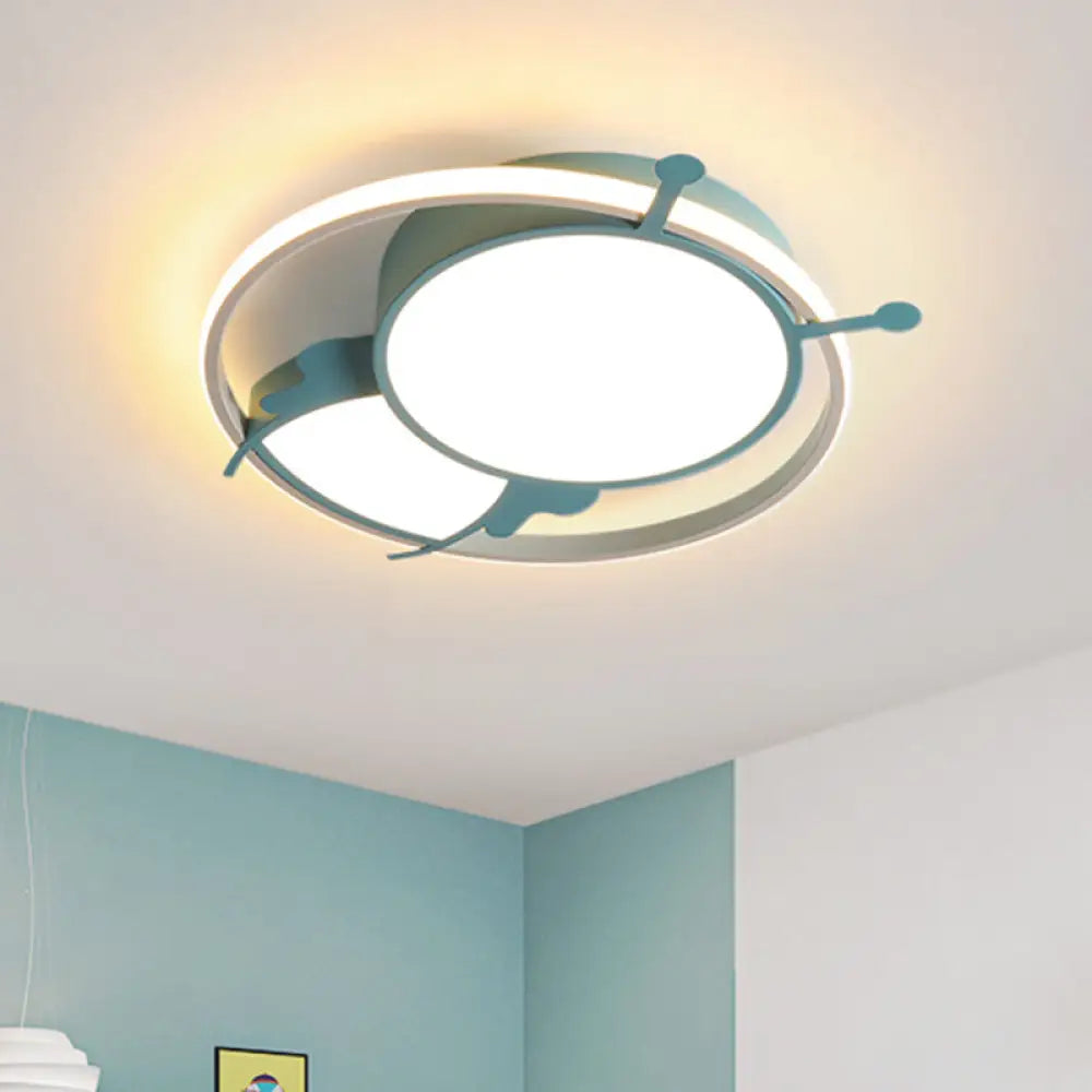 Modern Led Ceiling Lamp: Bee Design In Pink/Blue For Bedroom Blue