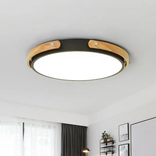Modern Led Ceiling Lamp - Black/White Circle Bathroom Mount Light Warm/White Black / 13’ Warm