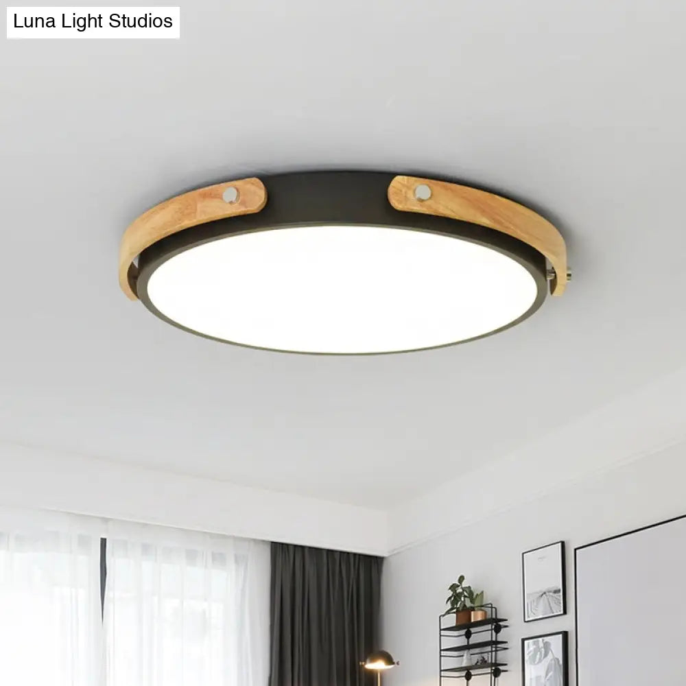 Modern Led Ceiling Lamp - Black/White Circle Bathroom Mount Light Warm/White Black / 13 Warm