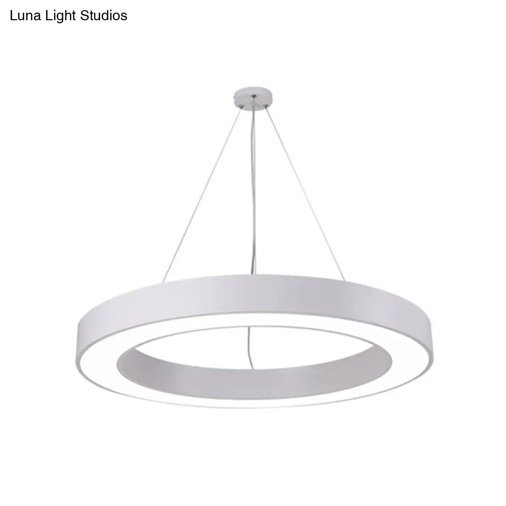 Modern Led Ceiling Lamp With Halo Ring Pendant Lighting In Black/White Acrylic Shade