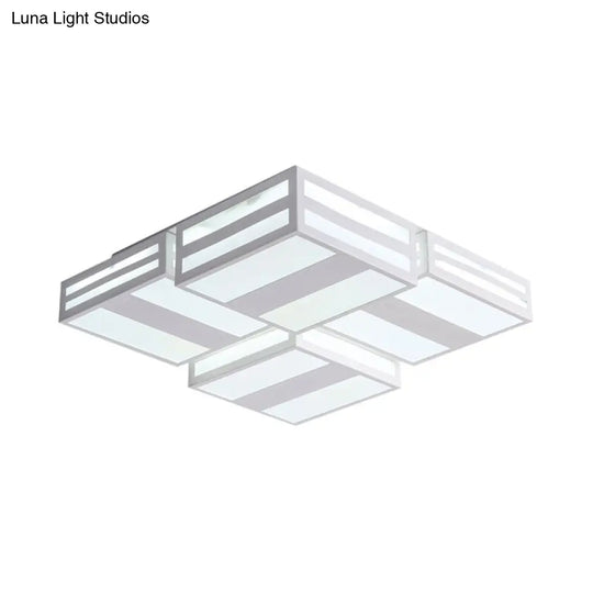 Modern Led Ceiling Lamp With Stripe Pattern In Warm/White Acrylic - Perfect For Bedroom Black/White