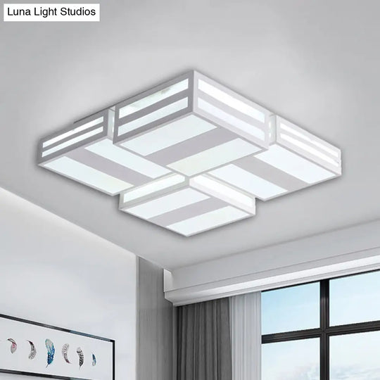 Modern Led Ceiling Lamp With Stripe Pattern In Warm/White Acrylic - Perfect For Bedroom Black/White