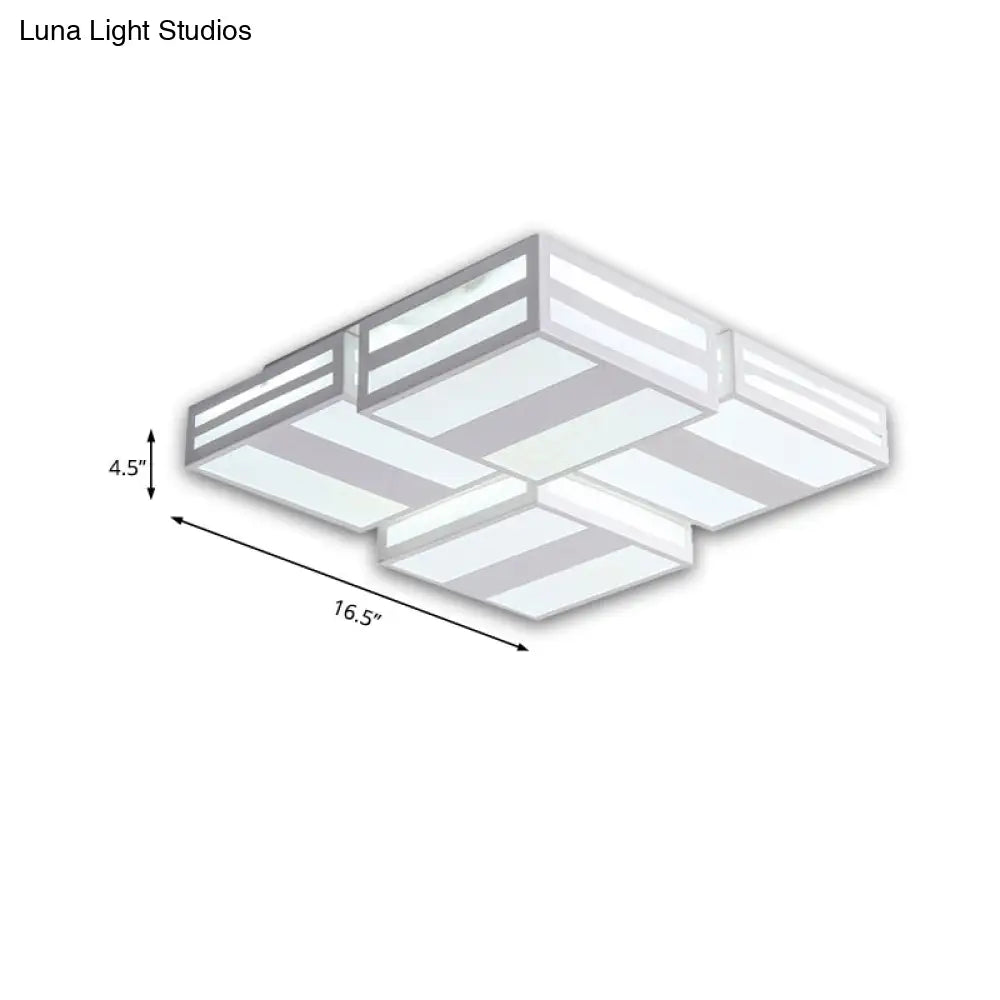 Modern Led Ceiling Lamp With Stripe Pattern In Warm/White Acrylic - Perfect For Bedroom Black/White