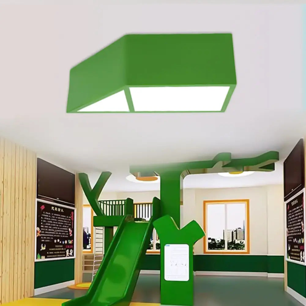 Modern Led Ceiling Lamp With Toy Windmill Design For Kindergarten Classrooms Green / 12’