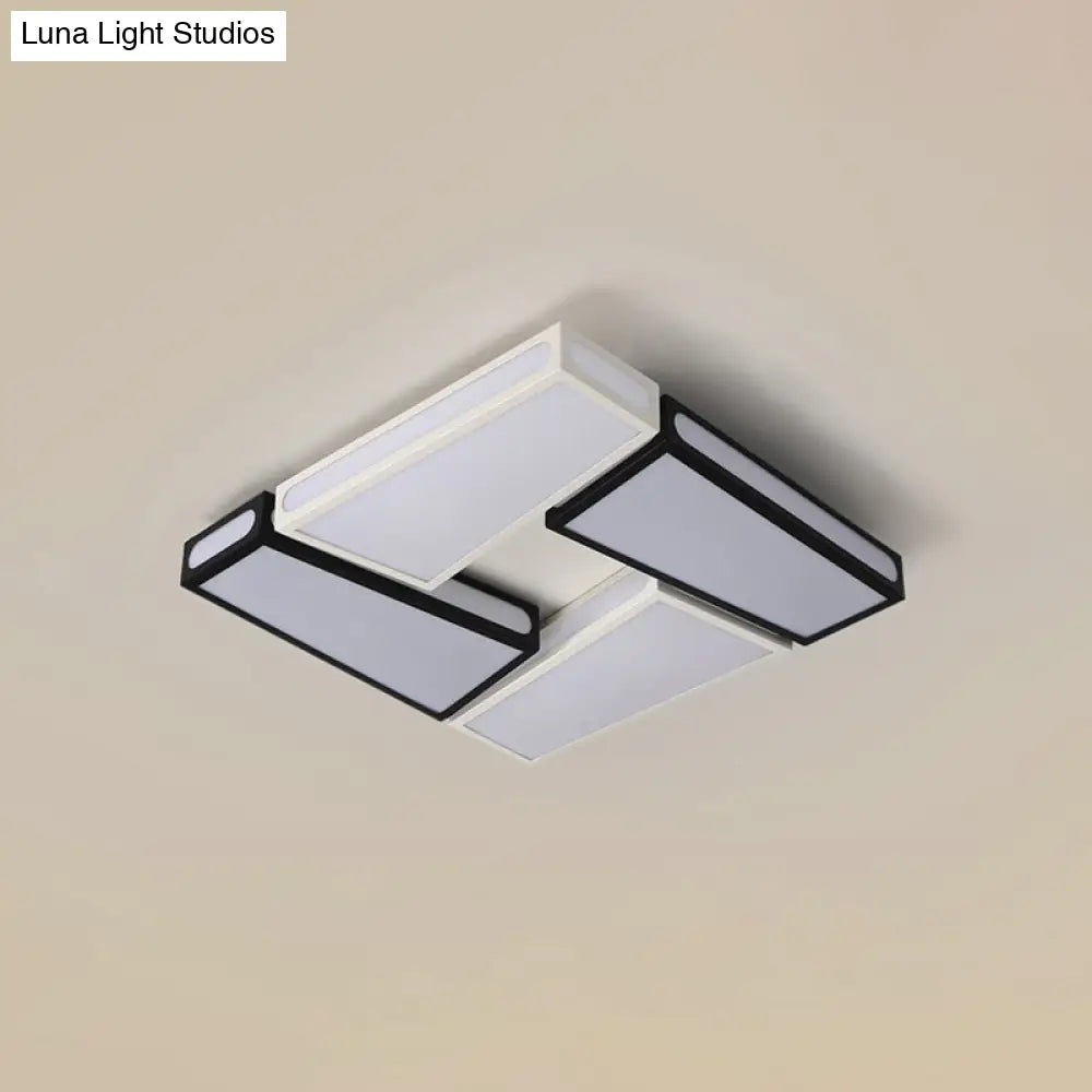 Modern Led Ceiling Lamp With White Acrylic Shade - Flush Pendant Light In Warm/White 18/23.5 Dia