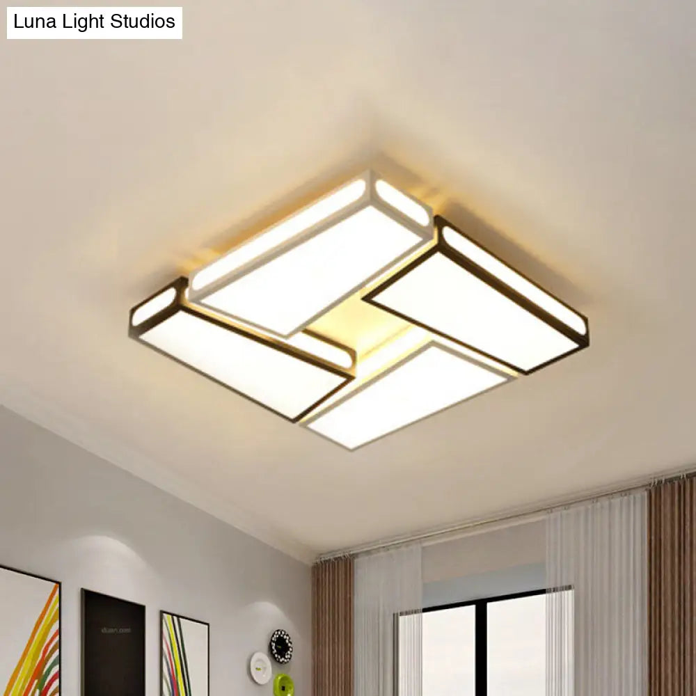 Modern Led Ceiling Lamp With White Acrylic Shade - Flush Pendant Light In Warm/White 18/23.5 Dia /