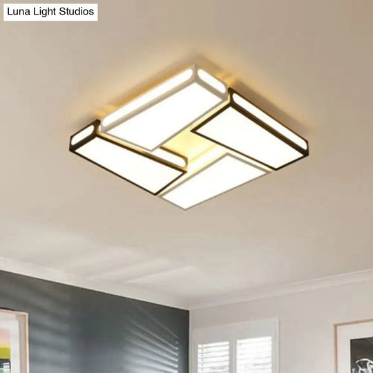 Modern Led Ceiling Lamp With White Acrylic Shade - Flush Pendant Light In Warm/White 18’/23.5’ Dia
