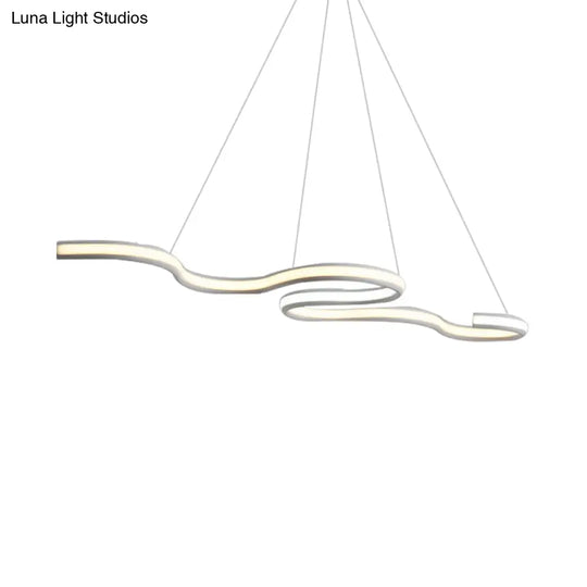 Modern Led Ceiling Light: Acrylic Shade White Twist Chandelier Pendant In Versatile Lighting Tones