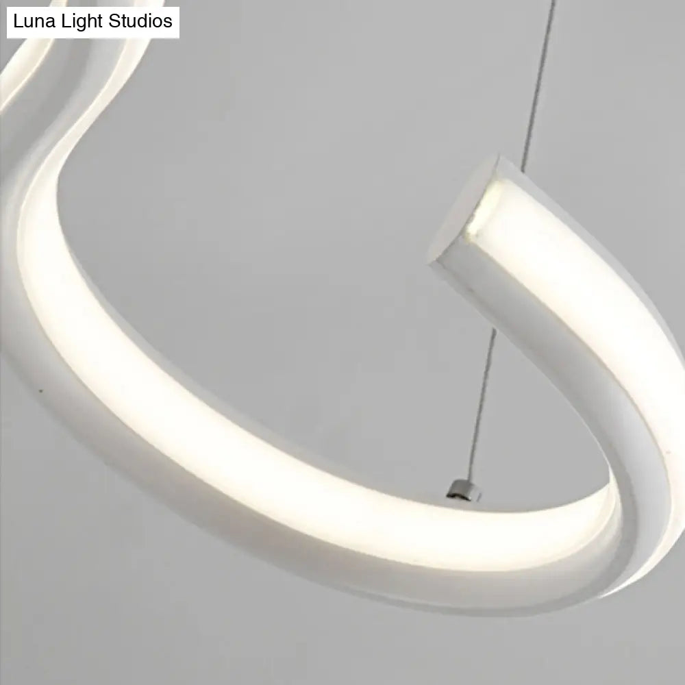 Modern Led Ceiling Light: Acrylic Shade White Twist Chandelier Pendant In Versatile Lighting Tones