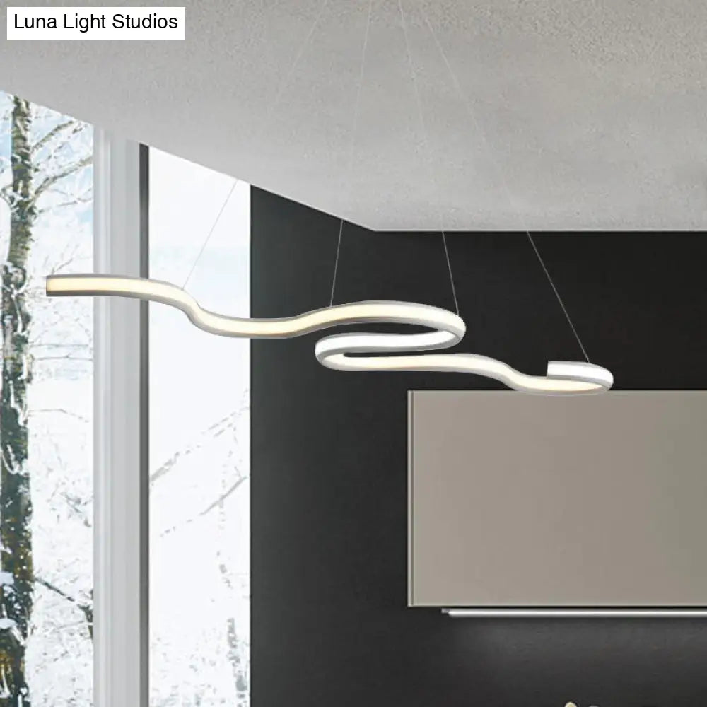 Modern Led Ceiling Light: Acrylic Shade White Twist Chandelier Pendant In Versatile Lighting Tones