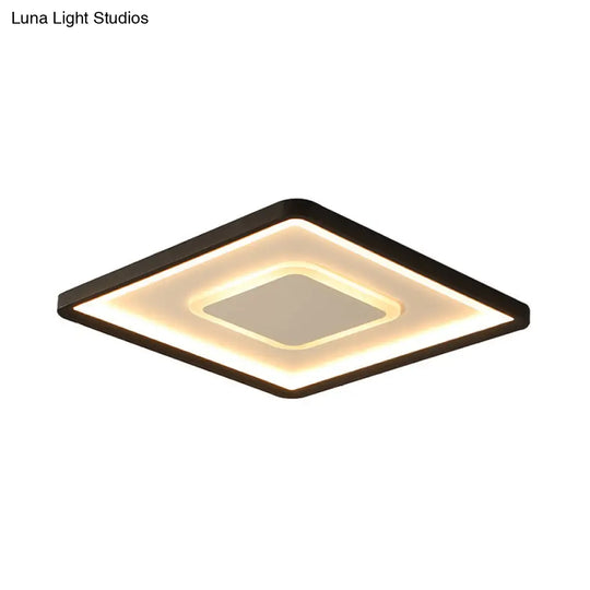 Modern Led Ceiling Light - Aluminum Square Flush Mount Lamp In Black 16’/19.5’ Wide Stepless