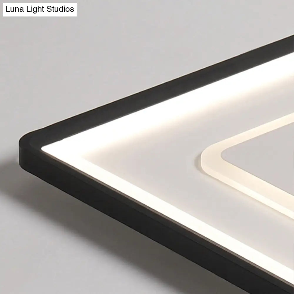 Modern Led Ceiling Light - Aluminum Square Flush Mount Lamp In Black 16’/19.5’ Wide Stepless