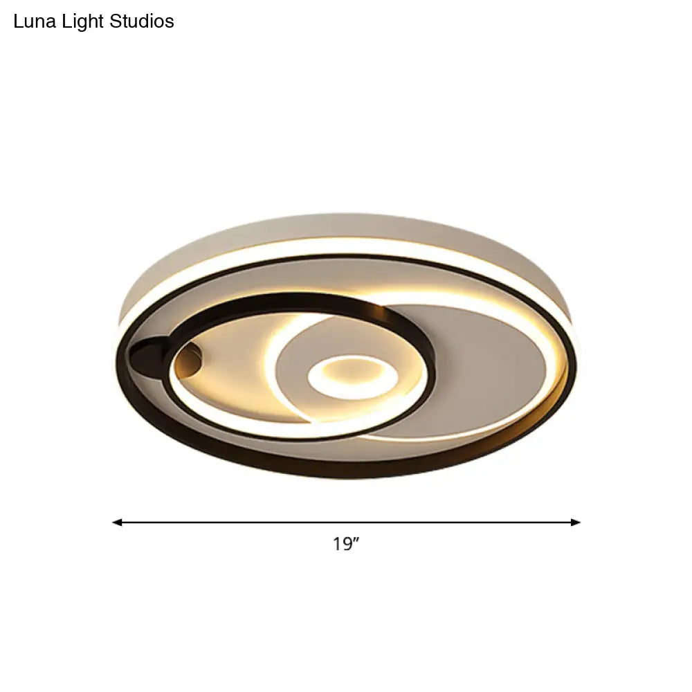 Modern Led Ceiling Light: Black Layered Round/Square/Rectangle Flush Mount With Acrylic Shade