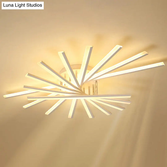 Modern Led Ceiling Light - Fan-Shaped Acrylic Semi Flush Fixture For Living Room